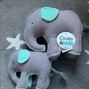 NWT Crate & Kids Elephant Rattle Set